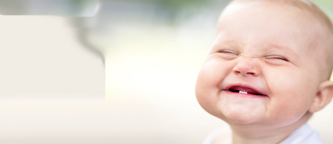 Closeup portrait of baby laughing